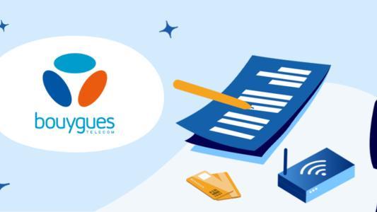 contrat carte bleue et box, homme et logo bouygues